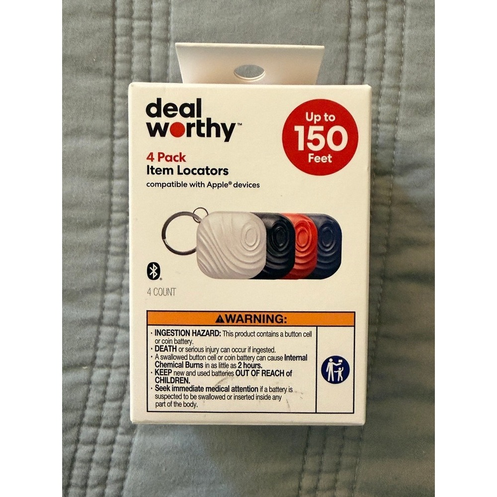 Deal Worthy Bluetooth Item Locators – 4 Pack Apple Find My (NEW)